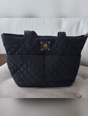 Alexis Bendel Black Tote Purse Quilted, Shoulder Straps, Zipper Closure, NWOT